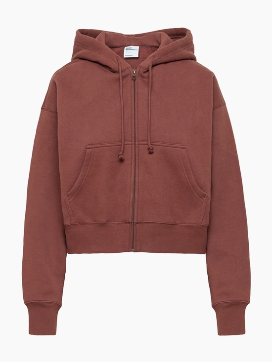 Aritzia Tops - Cozy Sweatfleece Boyfriend Boxy Zip Hoodie Maroon Size XS
